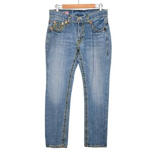 True Religion Men's Billy Big T Straight Leg Jeans Light Wash Blue 32